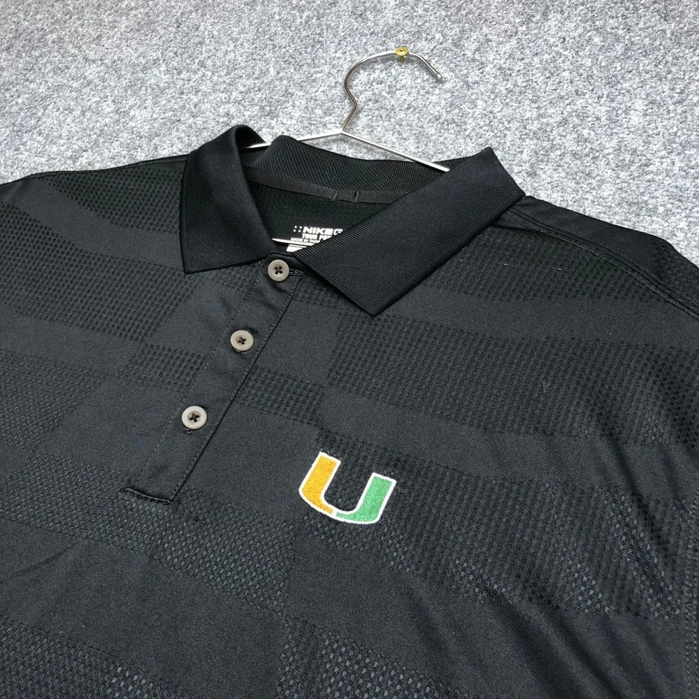 Nike Golf Miami Hurricanes Polo Shirt Mens XXL Black Dri-FIT Tour Performance